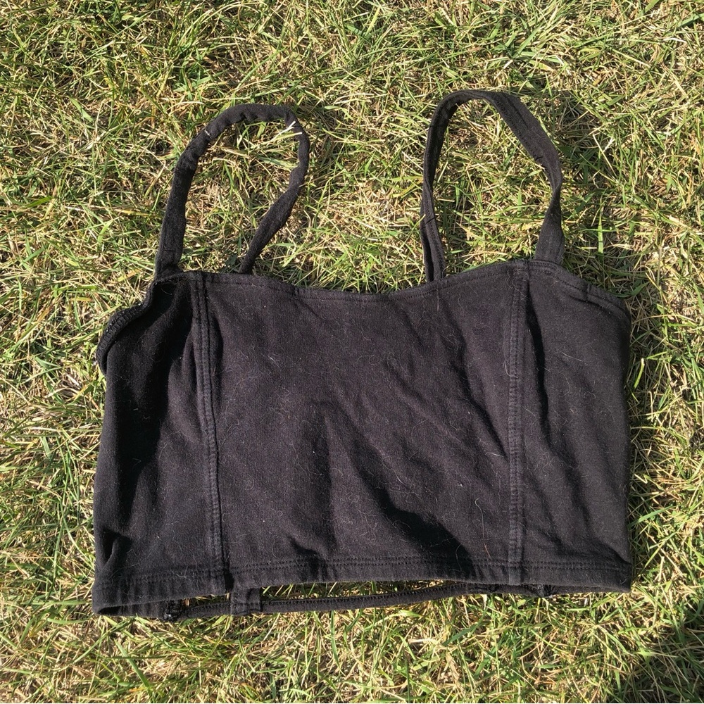 Vintage Garage Black Bandeau Bralette with Straps